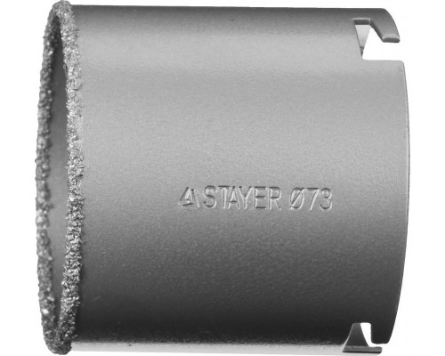 Коронка кольцевая STAYER PROFESSIONAL с карбидно-вольфрамовой крошкой, d=73мм 33345-73