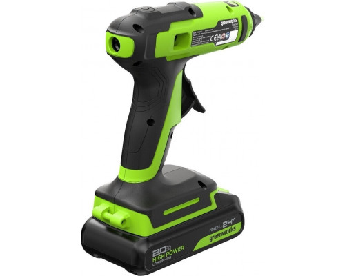 Пистолет клеевой аккумуляторный GREENWORKS G24GLG 24V, АКБ 2Ач и ЗУ 3502207CUA