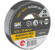 Изолента IEK MIXTAPE 0.15х19мм (рул.25м) сер. EX-IZ10-C15-19-25-K03