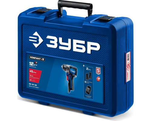 Дрель-шуруповерт аккумуляторная ЗУБР DB-121-22 КОМПАКТ #3, 2 АКБ+кейс