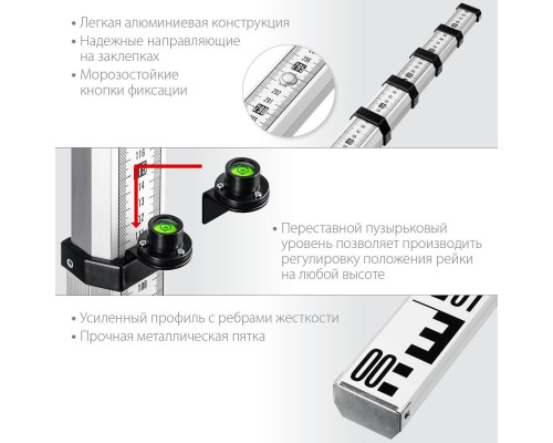 Рейка геодезическая ЗУБР РГ 5 34948-5