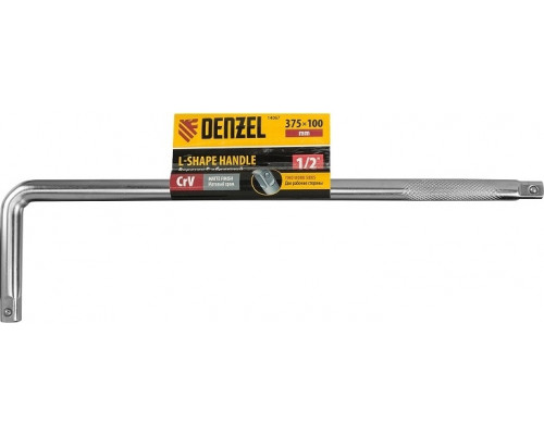 Вороток DENZEL Г-образный 375×100 мм, квадрат 1/2", CrV, матовый