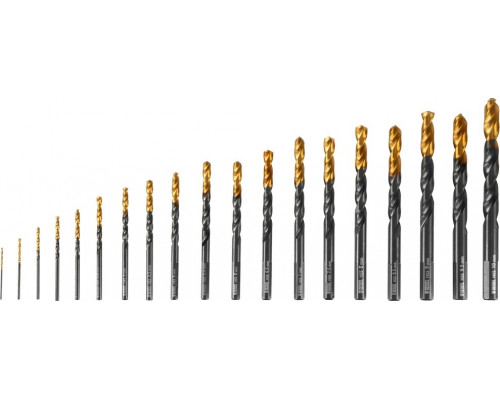 Набор сверл по металлу Denzel HSS-Tin, Golden Tip 1-10 мм, 19 шт 72321