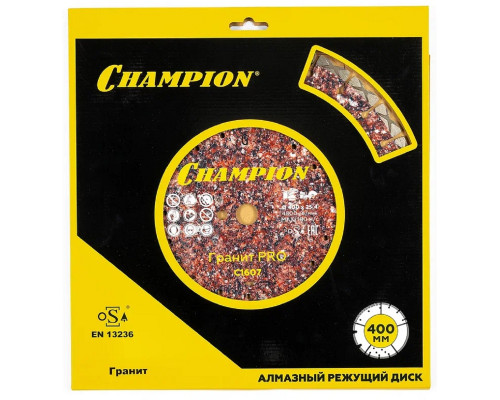 Алмазный диск для резки гранита CHAMPION Laser Granitek PRO 400 (твердые блоки, старый бетон) C1607