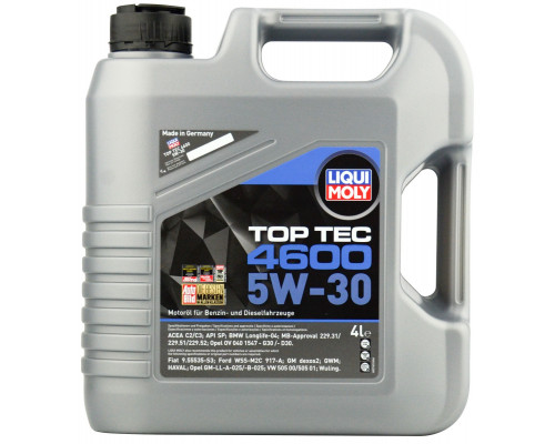 Масло моторное LIQUI MOLY SAE 5W30 Top Tec 4600 4 л 3763 3763