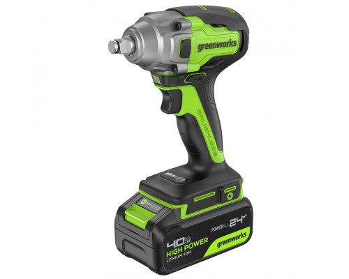 Гайковерт аккумуляторный GREENWORKS GD24IW400 ударный, 24V, АКБ 4Ач и ЗУ 3802907CUB