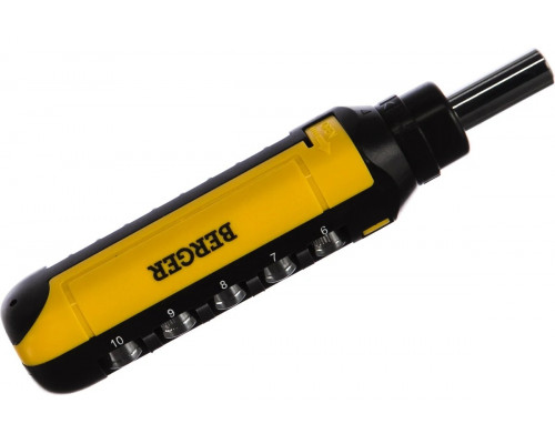 Набор трещоточная отвертка BERGER BG1073 15 в 1 с битами и головками 15 пр.