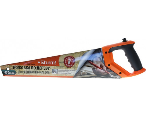Ножовка по дереву Sturm 1060-12-4507 с карандашом 450мм, 3d зуб для влажн. дер.