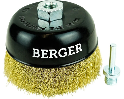 Щетка обдирочная для дрели BERGER BG1742 латунированная сталь 0.3 мм, d 125 мм, M14 + хвост