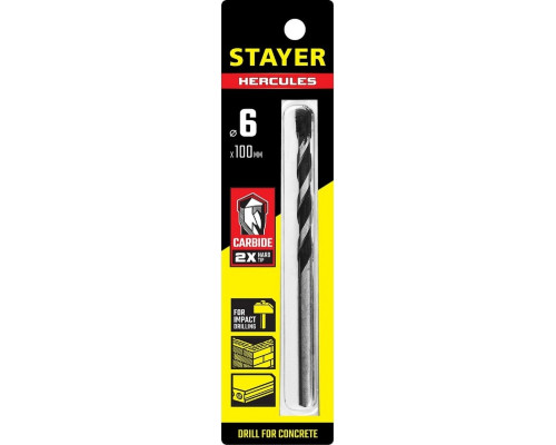 Сверло по бетону STAYER PROFESSIONAL ударное, 6x100мм 2915-100-06