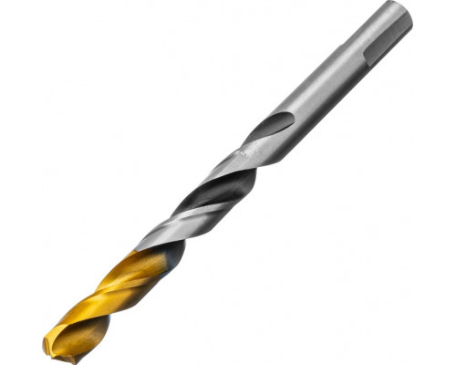 Сверло по металлу Denzel Р6М5, Golden Tip спиральное 10x133мм, многогранная заточка 718285