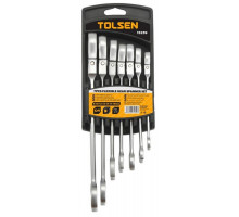 Набор комбинированных ключей TOLSEN TT15259 трещоточных с шарниром, 8-19 мм, 7 пр.