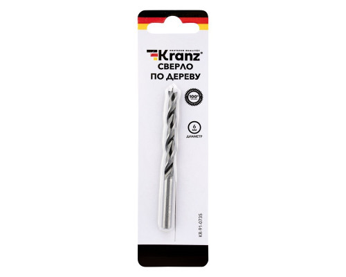 Сверло по дереву Kranz 6х90 мм цилиндр. хвост. KR-91-0735