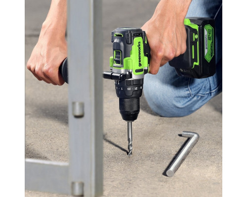 Дрель-шуруповерт аккумуляторная GREENWORKS GD24DD140 ударная, 24V, АКБ 4Ач и ЗУ 3707607CUB
