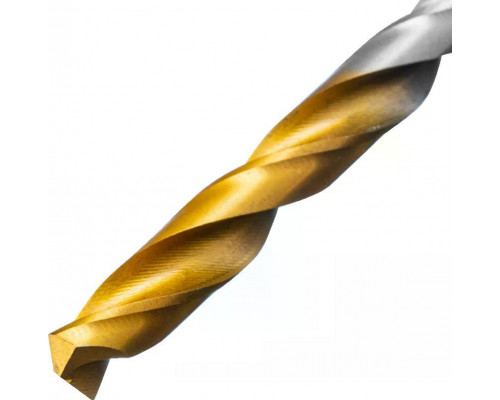 Сверло по металлу Denzel Р6М5, Golden Tip спиральное 6,5х148 мм, удлиненное 718257
