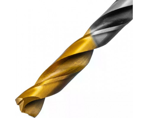 Сверло по металлу Denzel Р6М5, Golden Tip спиральное 6,5x93мм, многогранная заточка 718279