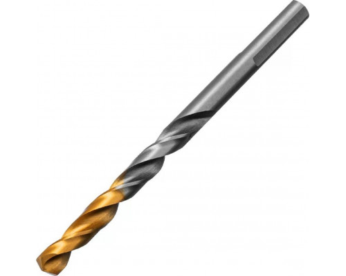 Сверло по металлу Denzel Р6М5, Golden Tip спиральное 6x93мм 718235