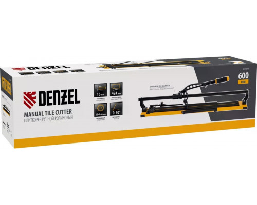 Плиткорез Denzel 877014 рельсовый 600х16мм, каретка на подш., стальная ста