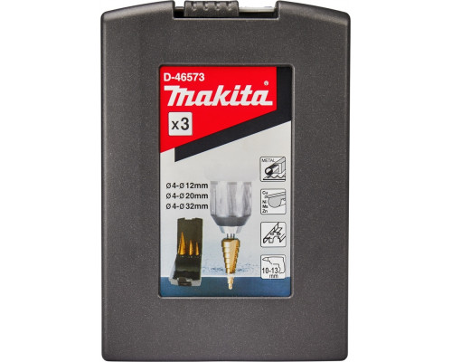 Набор сверл по металлу MAKITA D-46573 hss-tin c прямым желобком, 3 шт.