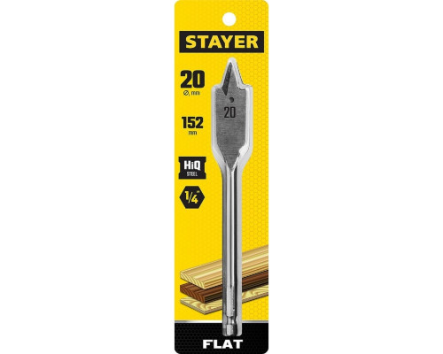 Сверло по дереву STAYER FLAT 20x152мм, перовое 2950-20_z01