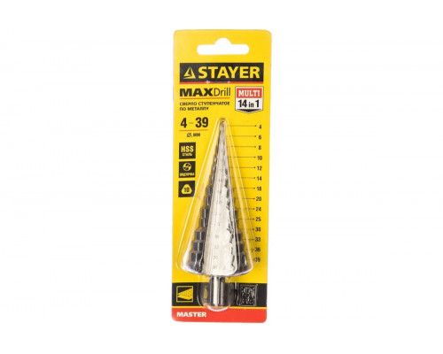 Сверло по металлу STAYER PROFI 4-39мм, 14 ступеней, HSS 29660-4-39-14
