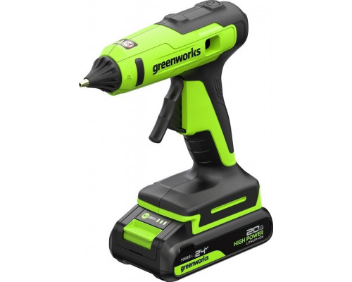 Пистолет клеевой аккумуляторный GREENWORKS G24GLG 24V, АКБ 2Ач и ЗУ 3502207CUA