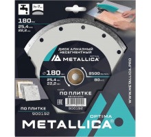 Алмазный диск для резки керамики METALLICA Optima 180x25,4/22,2 мм, H=7 мм несегментный 900192