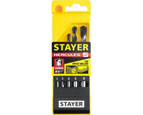 Набор сверл по бетону STAYER PROFESSIONAL ударные 5шт (4, 5, 6, 8, 10мм) 2915-H5