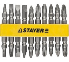 Набор насадок STAYER MASTER биты двухсторонние в пластиковом держателе, cr-v, 2605-H10_z01