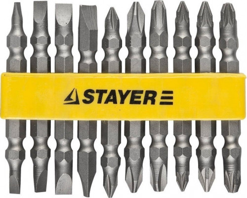 Набор насадок STAYER MASTER биты двухсторонние в пластиковом держателе, cr-v, 2605-H10_z01