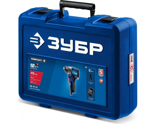 Дрель-шуруповерт аккумуляторная ЗУБР DB-121-21 КОМПАКТ #2, 1 АКБ+кейс