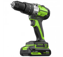 Дрель-шуруповерт аккумуляторная GREENWORKS GD24DD60 ударная, 24V, 2 АКБ 2Ач и ЗУ 3704107CUC