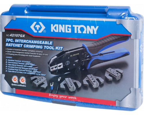 Пресс-клещи с набором матриц KING TONY 7 предметов 42107GX 42107GX