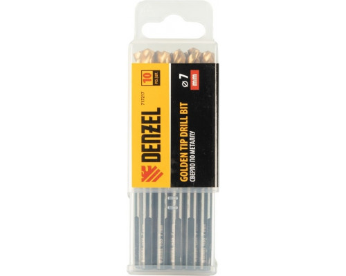 Сверло по металлу Denzel HSS-Tin, Golden Tip 7 мм, 10 шт 717217