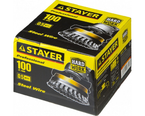 Щетка для УШМ STAYER PROFESSIONAL чашечная усиленная жгутированная стальная проволок 35137-100