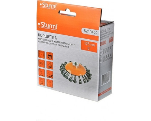 Щетка для УШМ Sturm 5 240 402 м14, d125мм,витая.стальная проволока 5240402