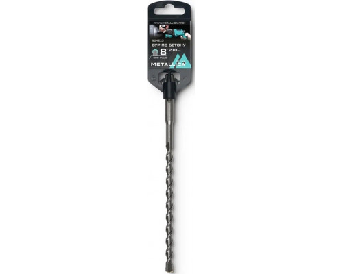 Бур SDS-plus METALLICA Optima 8х210/150 мм по бетону напайка с центром, 2 спирали 904213