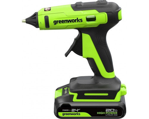 Пистолет клеевой аккумуляторный GREENWORKS G24GLG 24V, АКБ 2Ач и ЗУ 3502207CUA