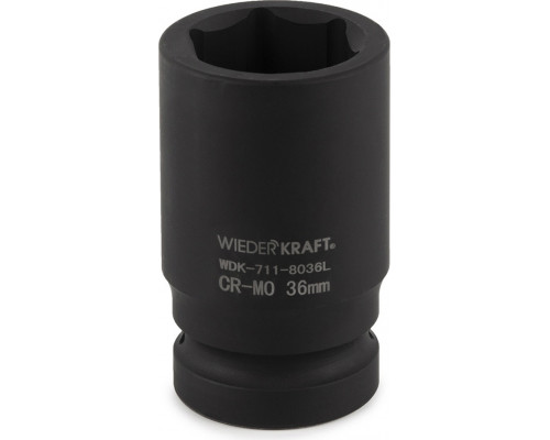 Ударная головка глубокая 6-гранная 1" 36 мм WiederKraft WDK-711-8036L
