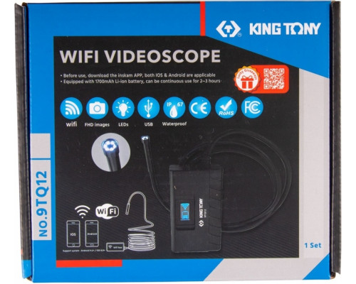 Видеоэндоскоп KING TONY 9TQ12 с Wi-Fi, 8 мм