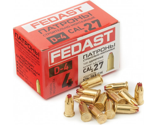 Патроны монтажные FEDAST Д-4, красный калибра д-4, 100 шт/уп. FD-D4
