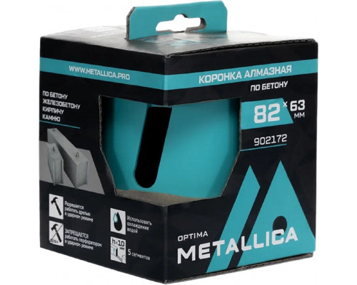 Коронка буровая SDS-plus METALLICA Optima 82x63 мм М16, алмазная, сегментная, по бетону 902172