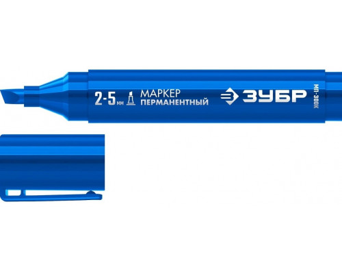 Маркер перманентный ЗУБР МП-300К, клиновидный, 2-5 мм, синий