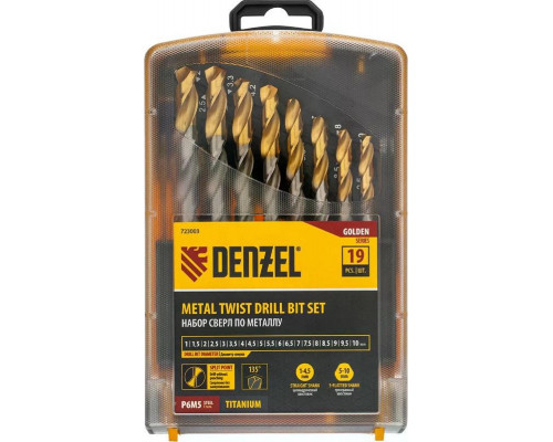 Набор сверл по металлу Denzel 723003 1-10 мм, 19 шт.