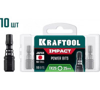 Бита для заворачивания KRAFTOOL Impact TX 25 ударная 25 мм, 10 шт. 26195-25-25-S10