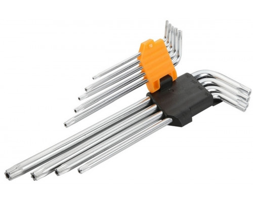 Набор ключей TORX TOLSEN TT20057 Г-образных T10H-T50H длинных с отверстием 9 предметов