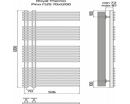 Полотенцесушитель ROYAL THERMO Pino white П25 500х1200 НС-1434030
