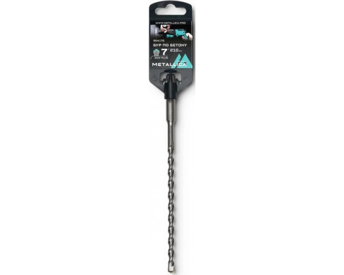 Бур SDS-plus METALLICA Optima 7х210/150 мм по бетону напайка с центром, 2 спирали 904176