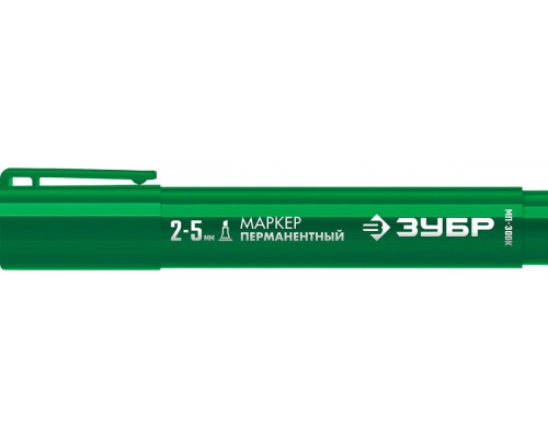 Маркер перманентный ЗУБР МП-300К, клиновидный, 2-5 мм, зеленый