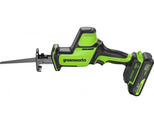 Пила сабельная аккумуляторная GREENWORKS GPT-CRS-25 24V, АКБ 2Ач и ЗУ 1200507CUA